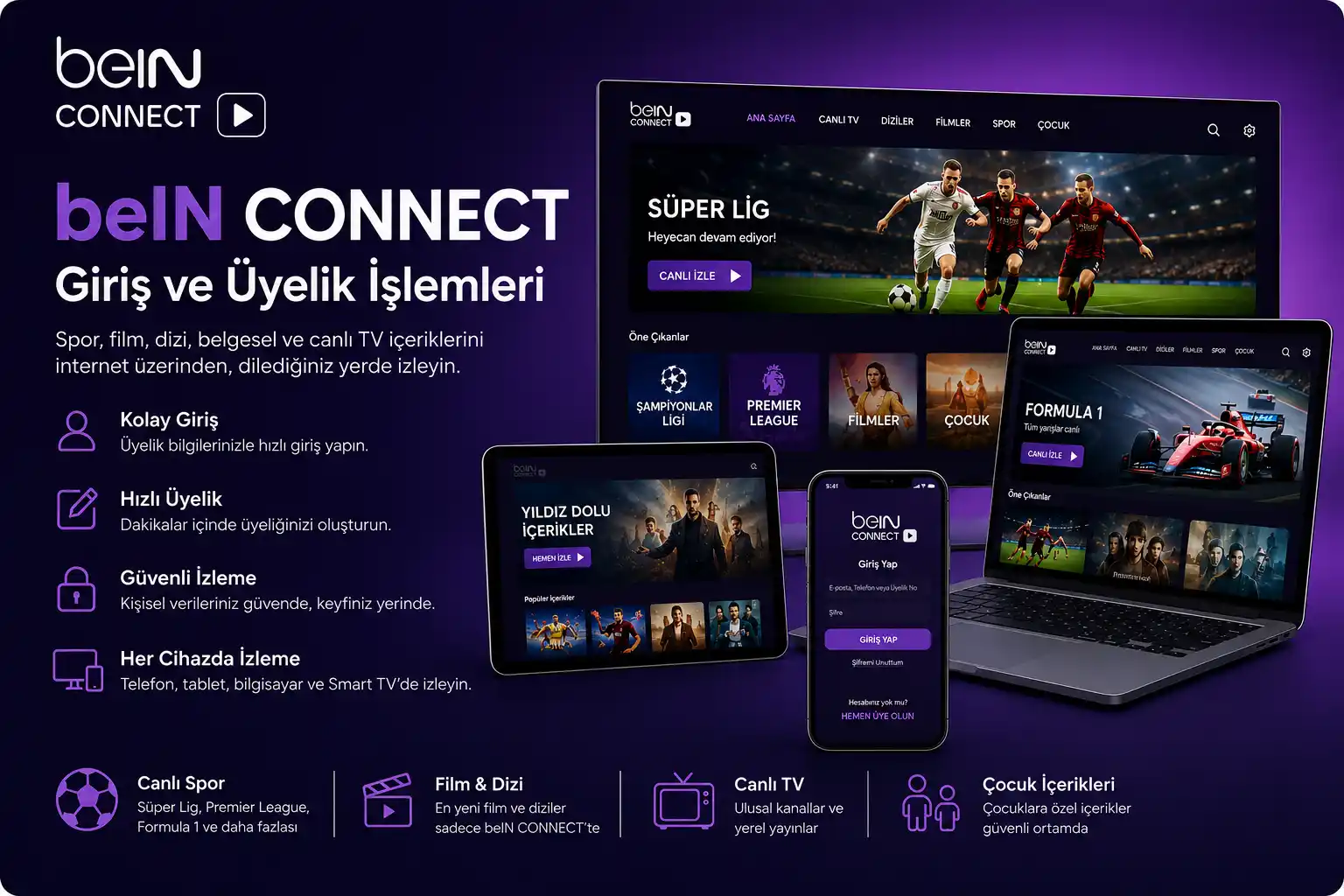 beIN CONNECT giriş ve üyelik işlemleri