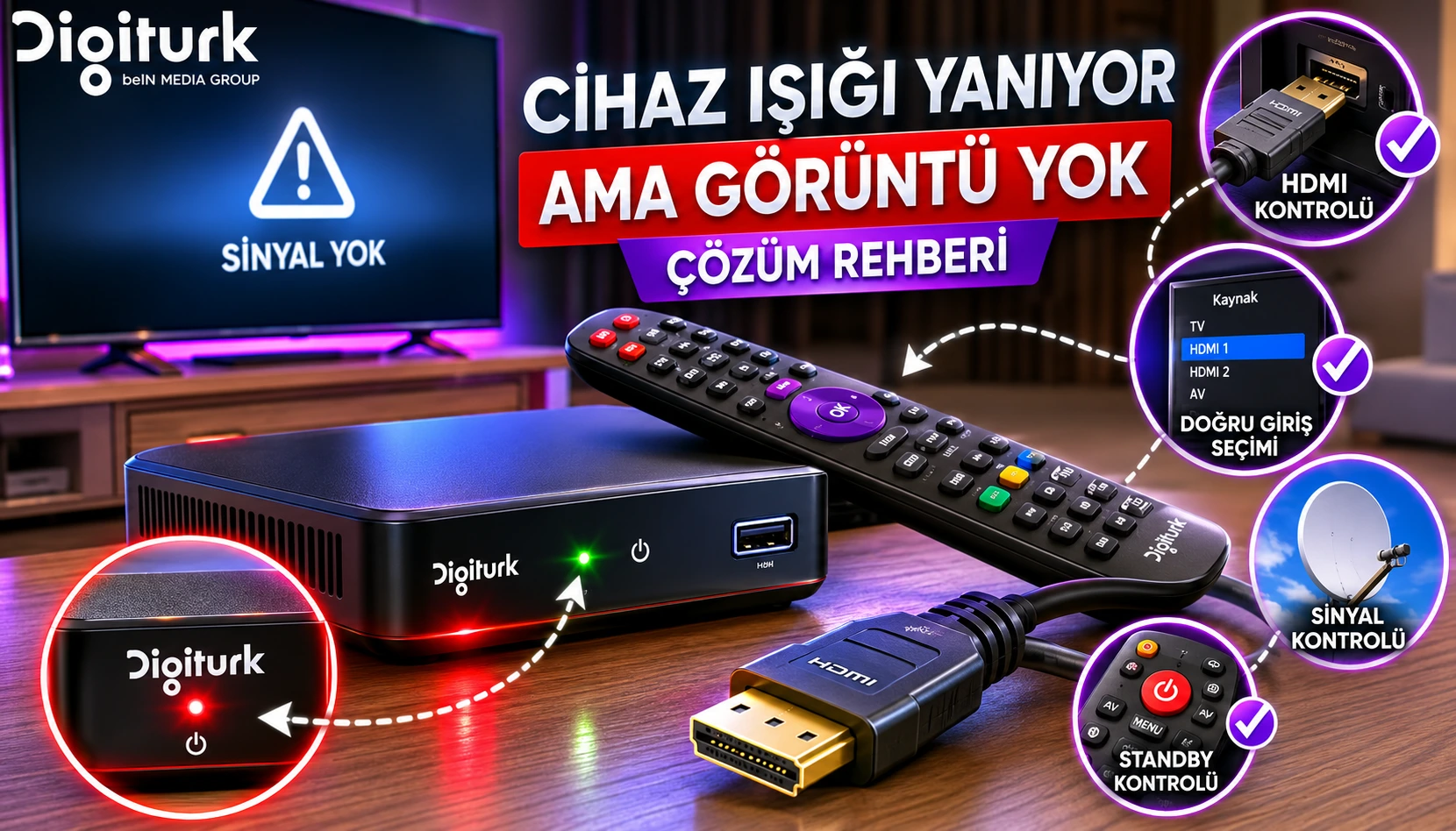 Digiturk Cihaz Işığı Yanıyor Ama Görüntü Yok