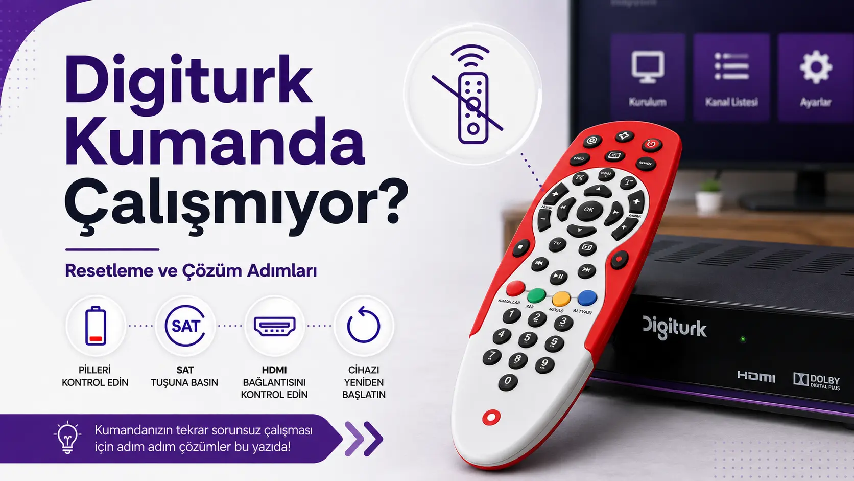 Digiturk Kumanda Çalışmıyor | Resetleme ve Çözüm Adımları