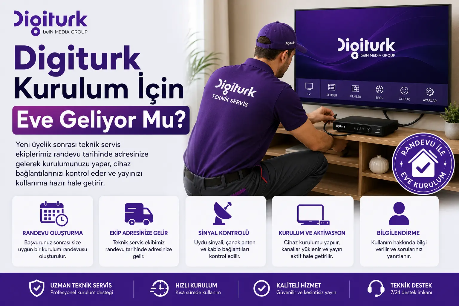 Digiturk Kurulum İçin Eve Geliyor Mu?