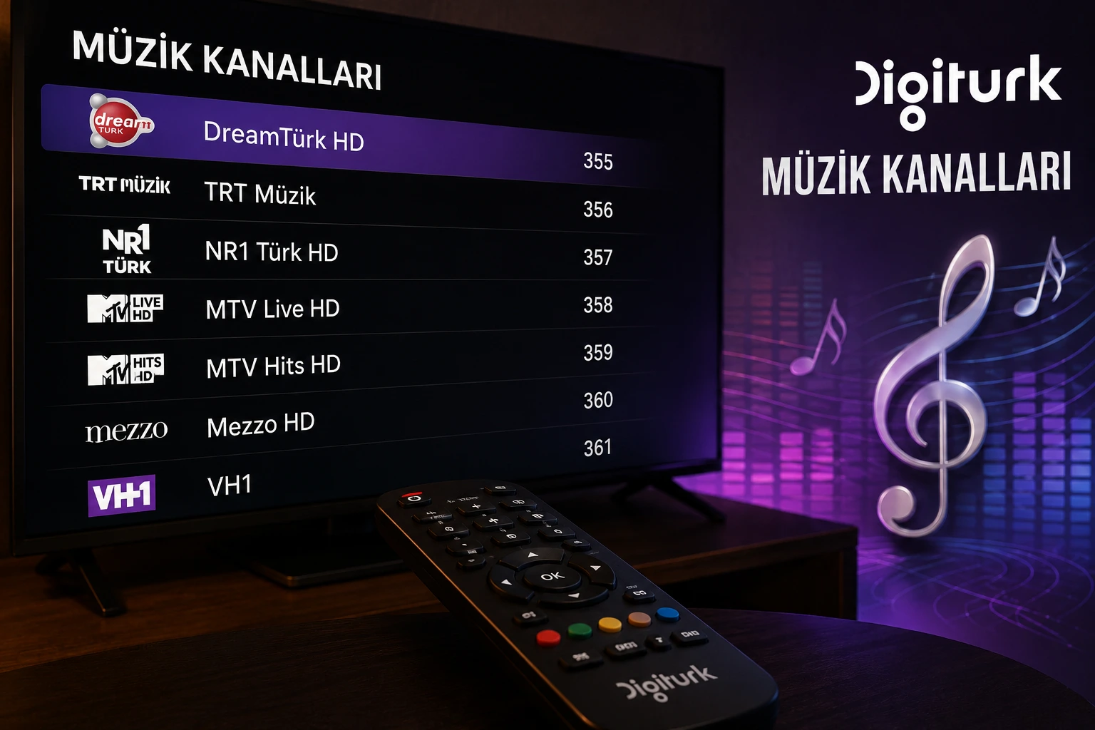Digiturk Müzik Kanalları ve Kanal Listesi