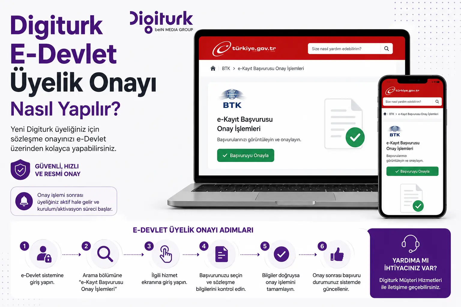 Digiturk e-Devlet üyelik onayı nasıl yapılır adım adım rehber görseli