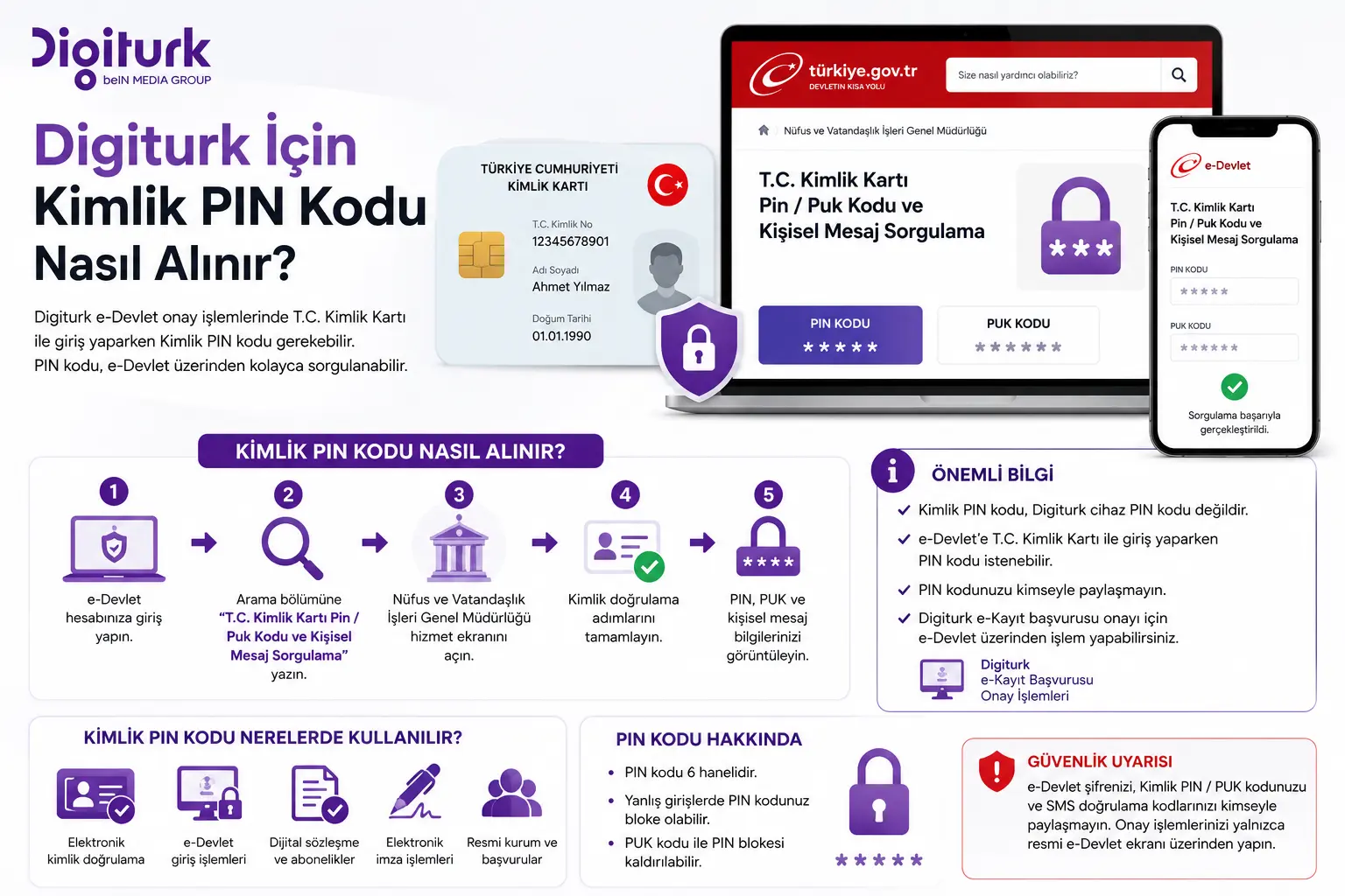 Digiturk İçin Kimlik PIN Kodu Nasıl Alınır? Digiturk için kimlik PIN kodu alma ve e-Devlet PIN PUK sorgulama rehberi