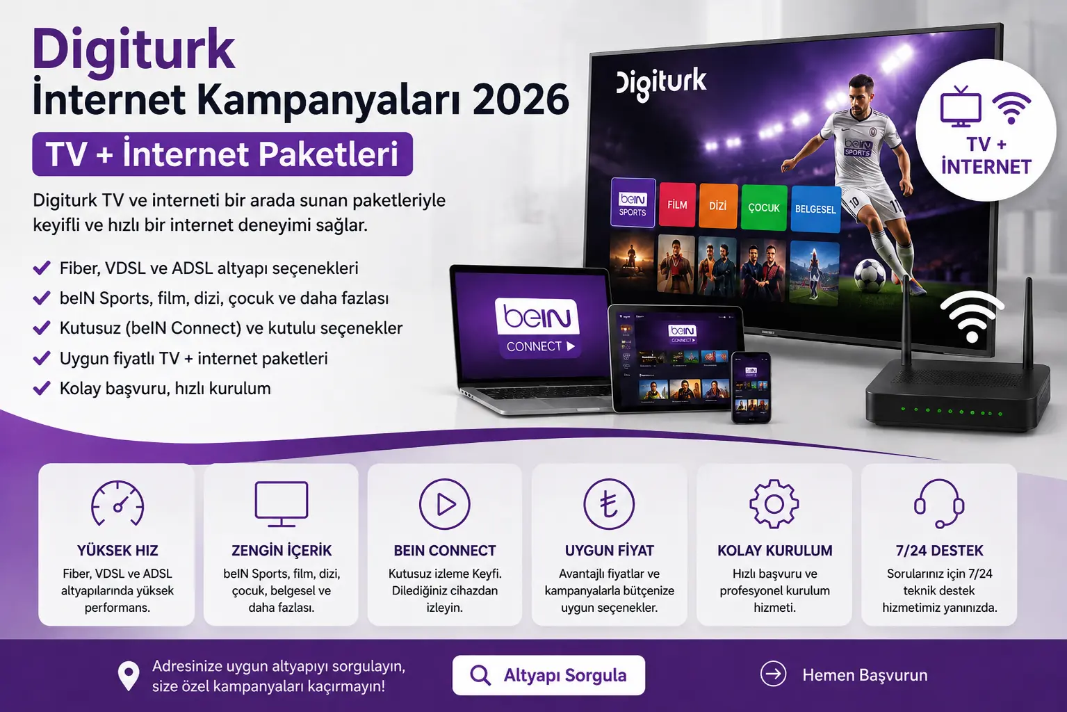 Digiturk internet kampanyaları 2026 TV ve internet paketleri