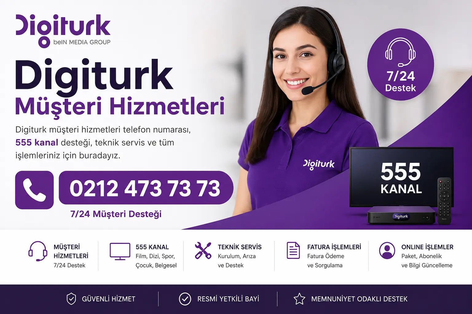 Digiturk m&uuml;şteri hizmetleri telefon numarası ve 555 kanal destek bilgisi