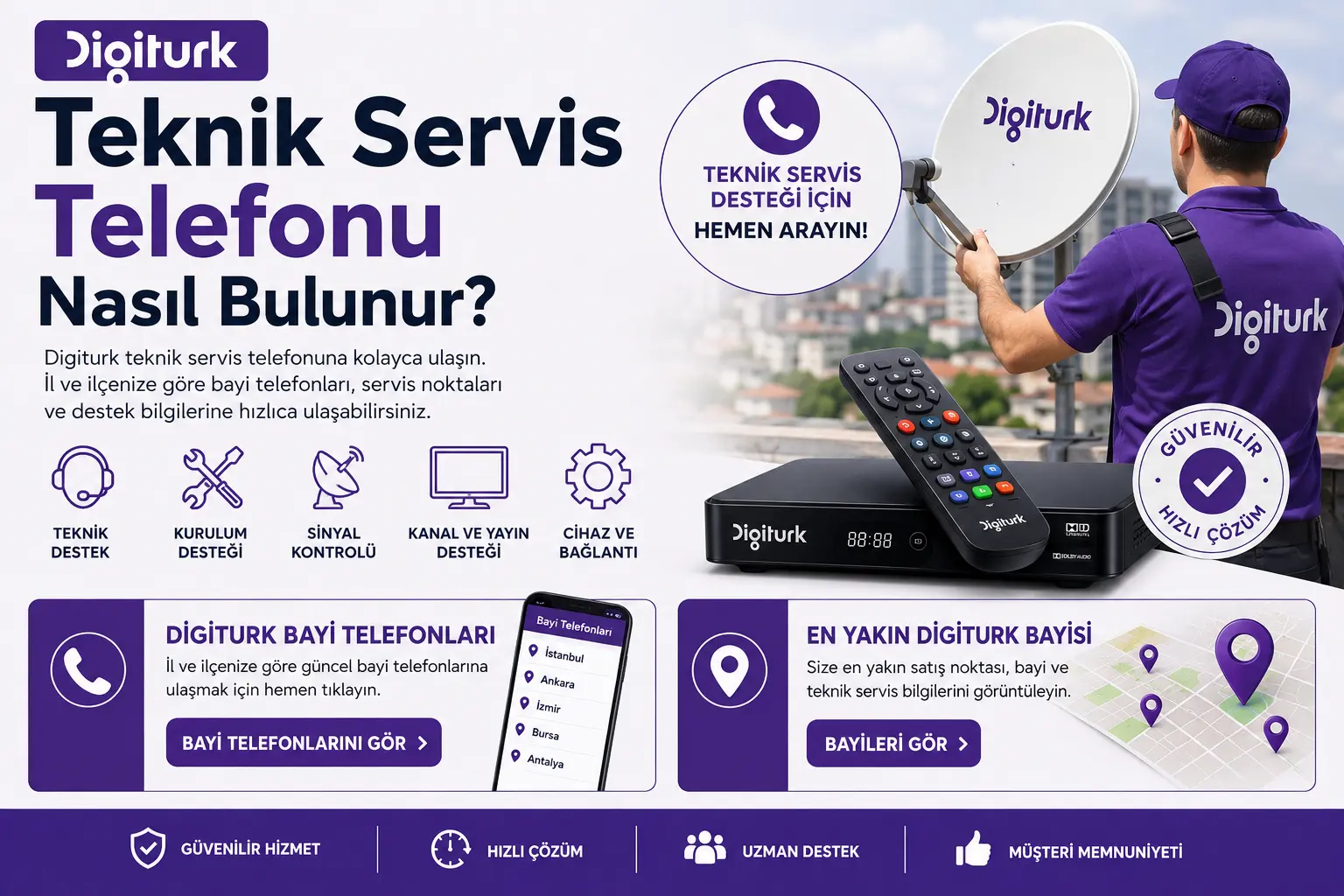 Digiturk teknik servis telefonu bulma ve bayi telefonları rehberi