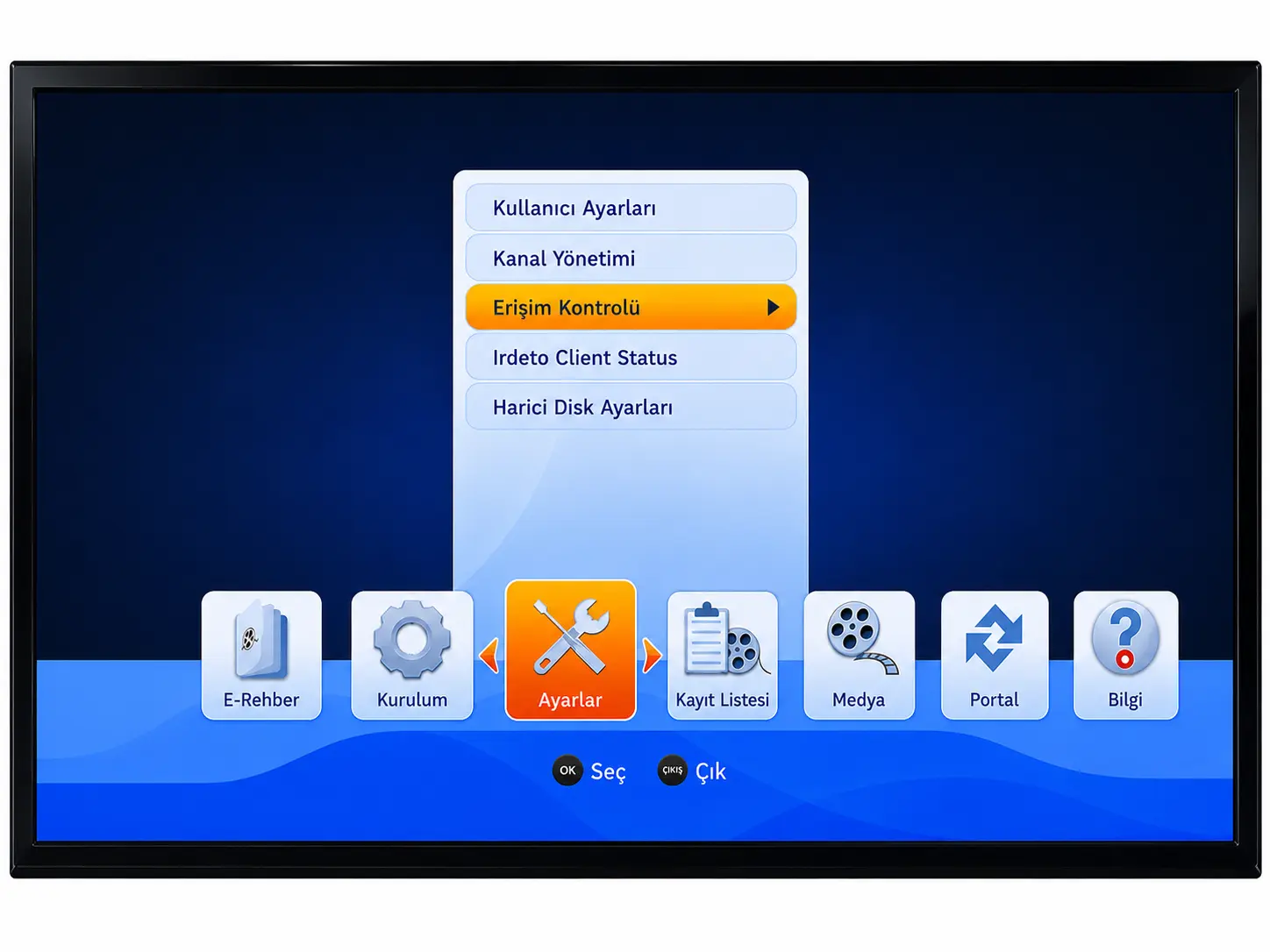 Digiturk TV İzleme Limiti Ayarları Digiturk TV İzleme Limiti ayarları, Erişim Kontrolü menüsü ve ebeveyn kontrolü üzerinden süre sınırı belirleme ekranı