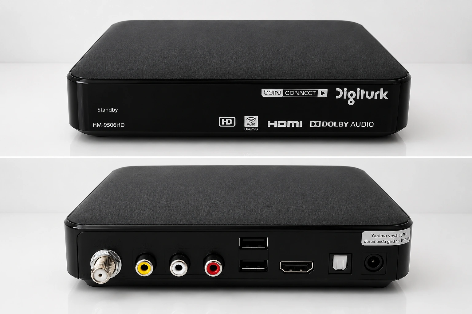 HM-9506 HD Digiturk uydu alıcısı HDMI, USB, Ethernet, SPDIF optik ses çıkışı, RCA bağlantısı ve LNB girişi özellikleri